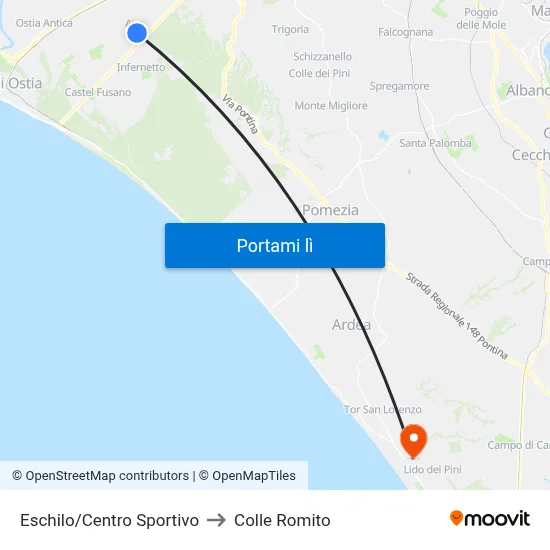 Eschilo/Centro Sportivo to Colle Romito map
