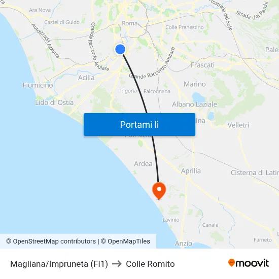 Magliana/Impruneta (Fl1) to Colle Romito map