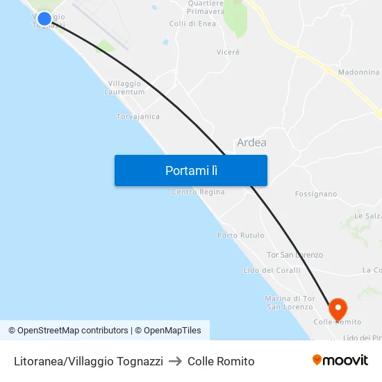 Litoranea/Villaggio Tognazzi to Colle Romito map
