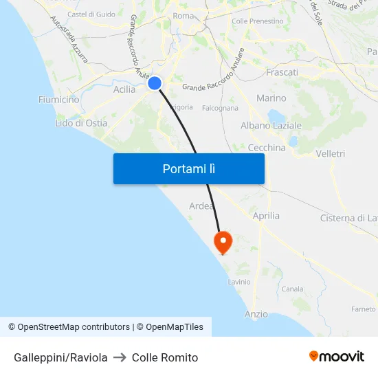 Galleppini/Raviola to Colle Romito map