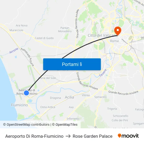 Aeroporto Di Roma-Fiumicino to Rose Garden Palace map