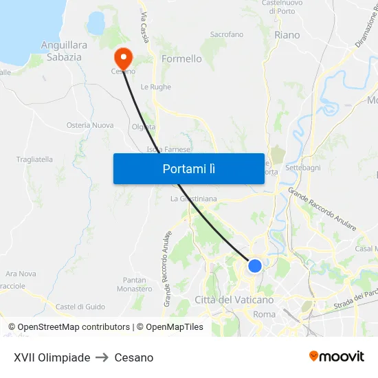 XVII Olimpiade to Cesano map