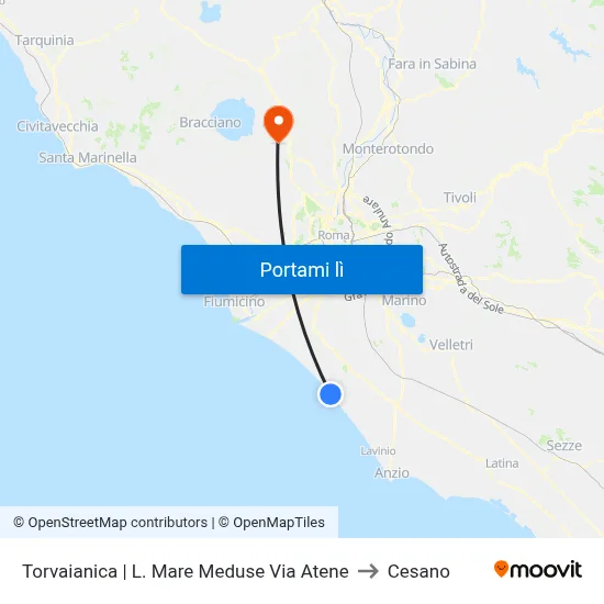 Torvaianica | L. Mare Meduse Via Atene to Cesano map