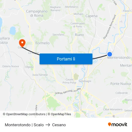Monterotondo | Scalo to Cesano map