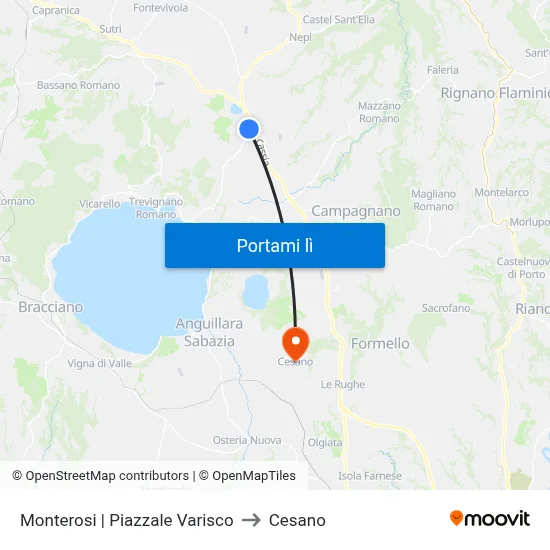 Monterosi | Piazzale Varisco to Cesano map