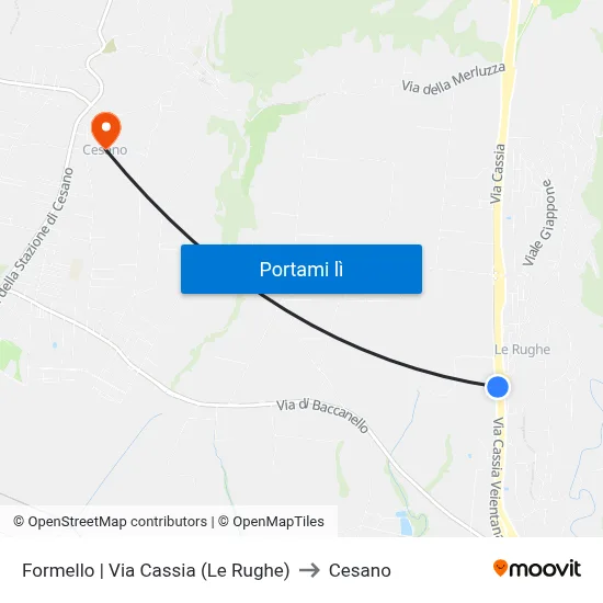 Formello | Via Cassia (Le Rughe) to Cesano map