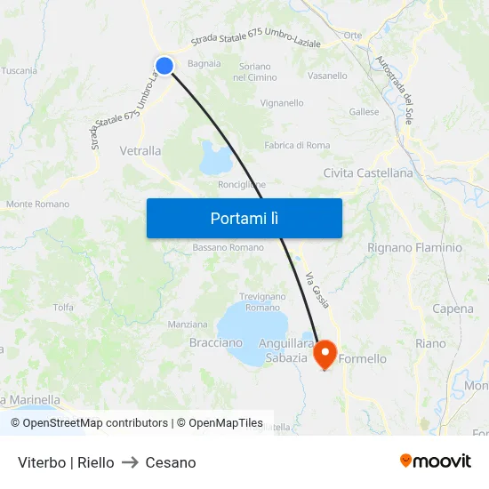 Viterbo | Riello to Cesano map