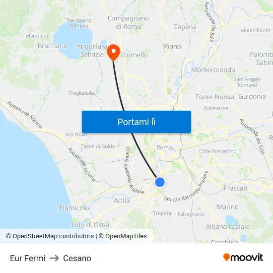 Eur Fermi to Cesano map