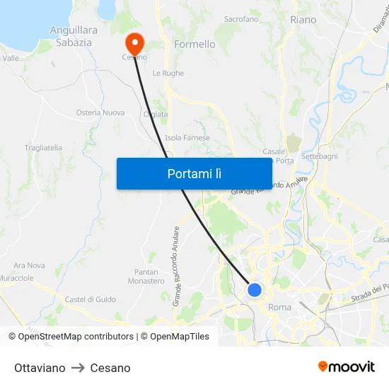 Ottaviano to Cesano map
