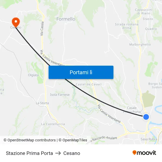 Stazione Prima Porta to Cesano map