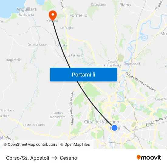 Corso/Ss. Apostoli to Cesano map