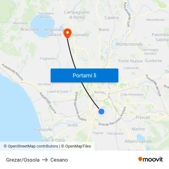 Grezar/Ossola to Cesano map