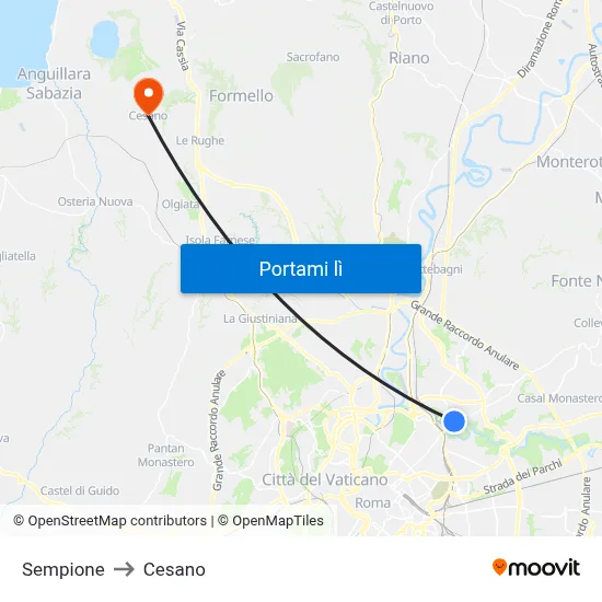 Sempione to Cesano map