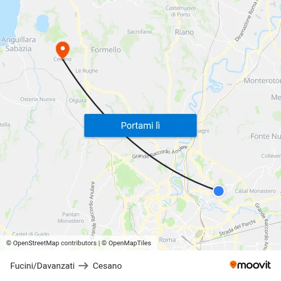 Fucini/Davanzati to Cesano map