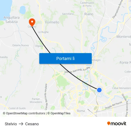 Stelvio to Cesano map