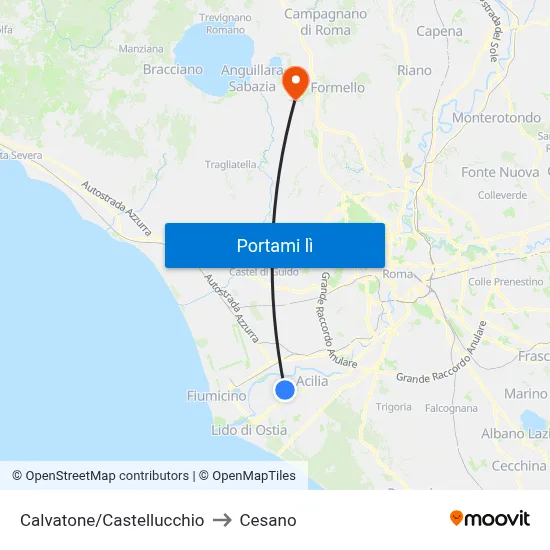 Calvatone/Castellucchio to Cesano map