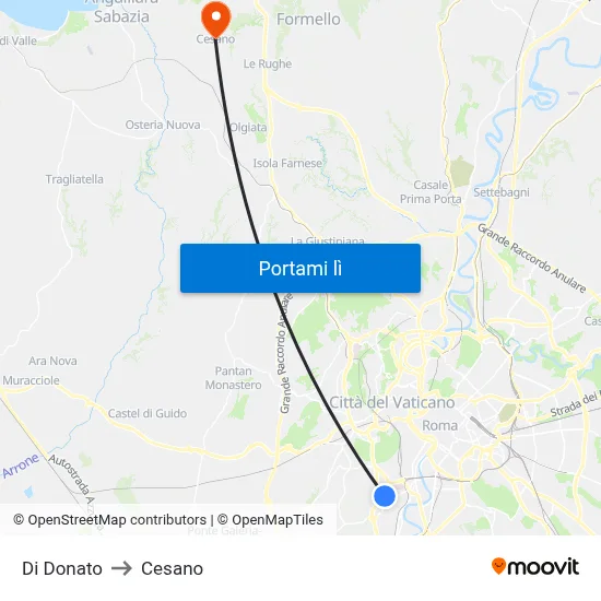 Di Donato to Cesano map