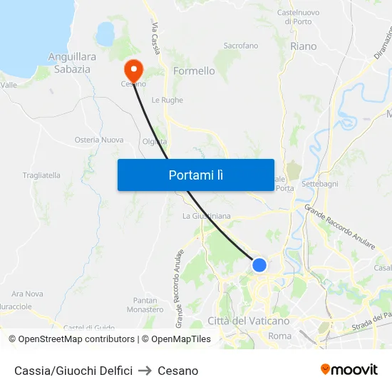 Cassia/Giuochi Delfici to Cesano map