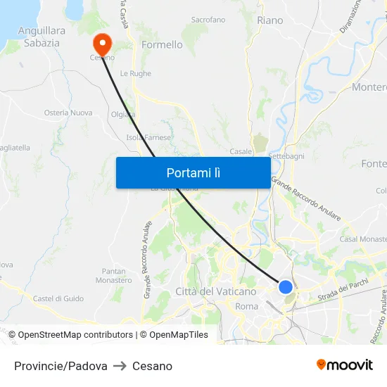 Provincie/Padova to Cesano map