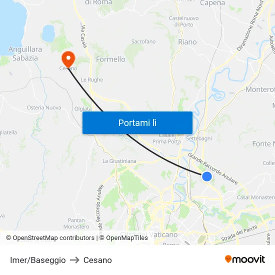 Imer/Baseggio to Cesano map