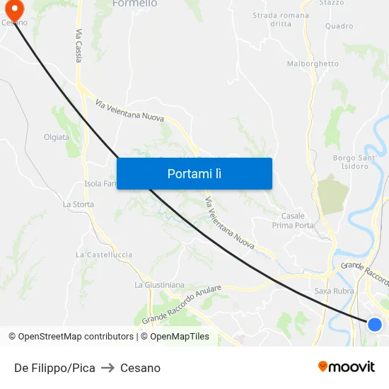 De Filippo/Pica to Cesano map
