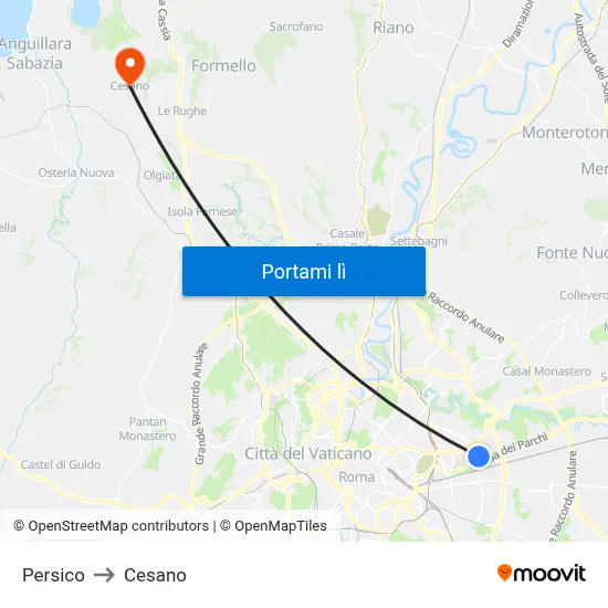 Persico to Cesano map