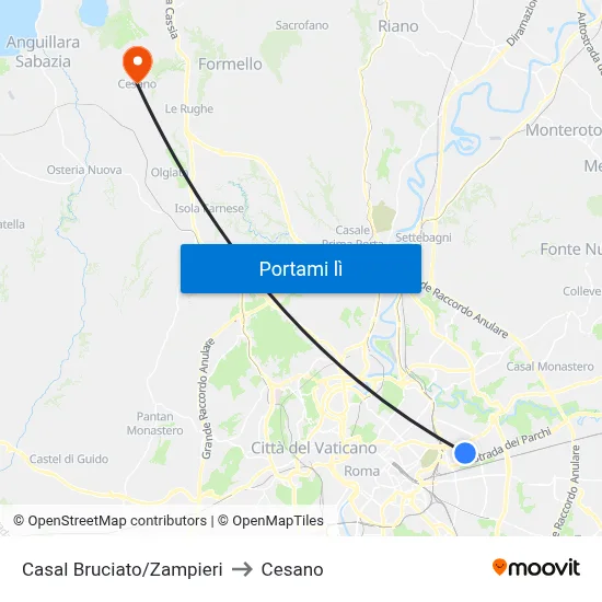 Casal Bruciato/Zampieri to Cesano map