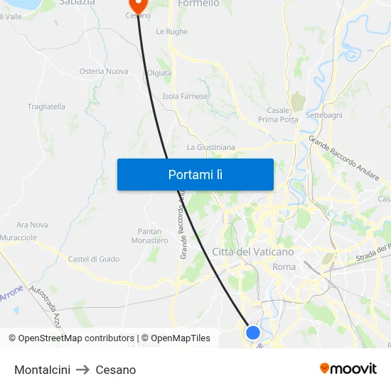 Montalcini to Cesano map