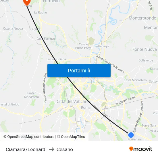 Ciamarra/Leonardi to Cesano map