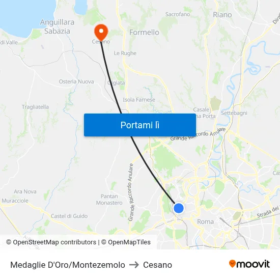 Medaglie D'Oro/Montezemolo to Cesano map