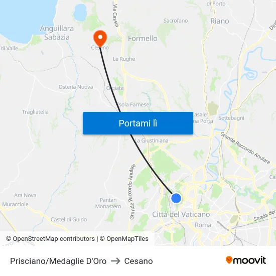 Prisciano/Medaglie D'Oro to Cesano map