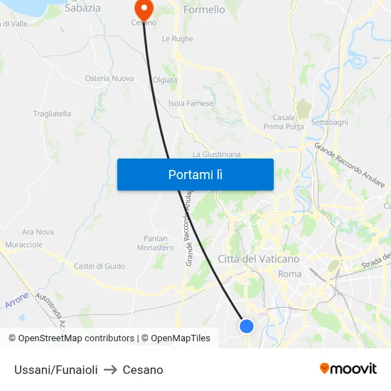 Ussani/Funaioli to Cesano map