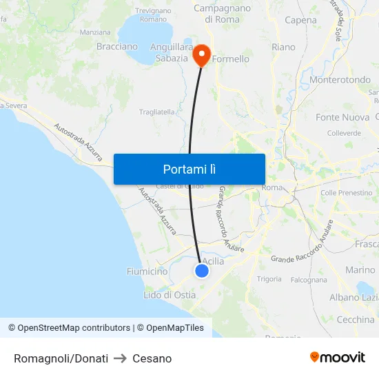 Romagnoli/Donati to Cesano map