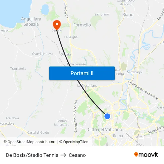 De Bosis/Stadio Tennis to Cesano map