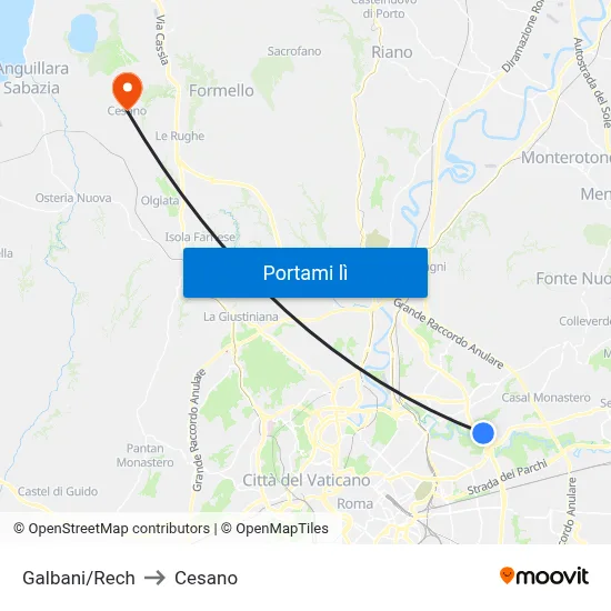 Galbani/Rech to Cesano map