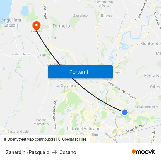 Zanardini/Pasquale to Cesano map