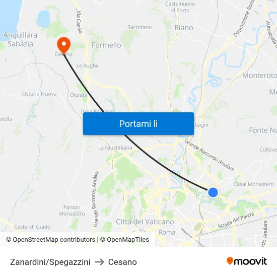Zanardini/Spegazzini to Cesano map