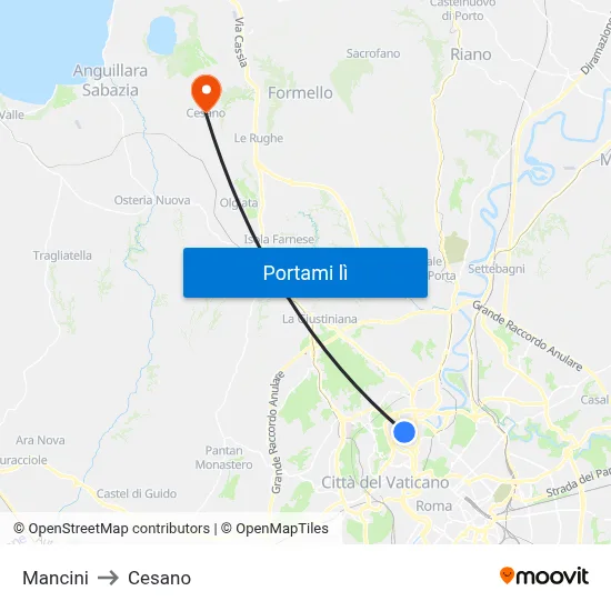 Mancini to Cesano map