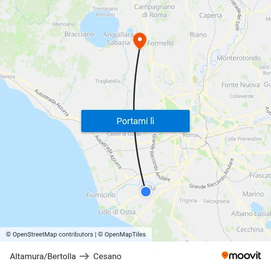 Altamura/Bertolla to Cesano map