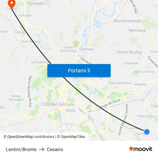 Lentini/Bronte to Cesano map
