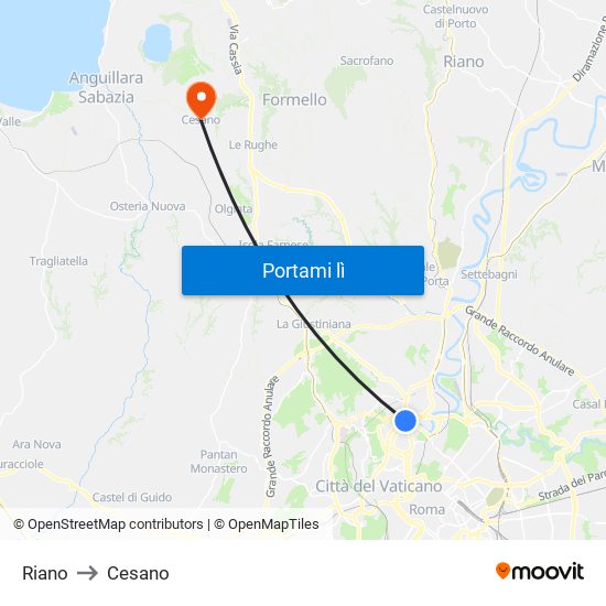 Riano to Cesano map