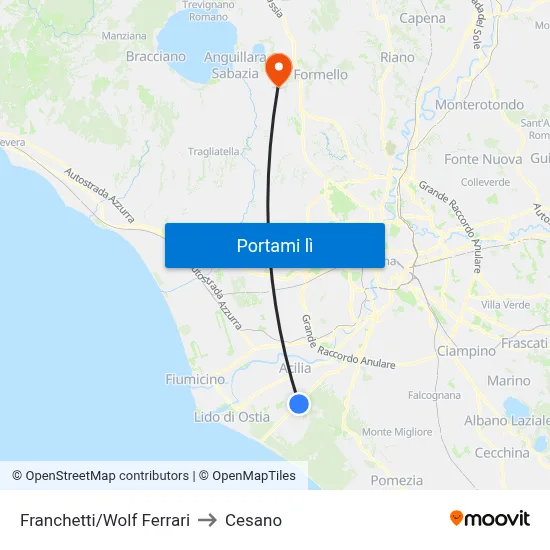 Franchetti/Wolf Ferrari to Cesano map