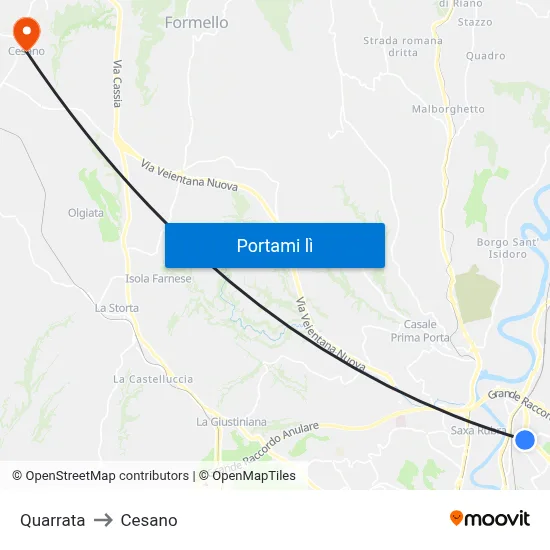 Quarrata to Cesano map