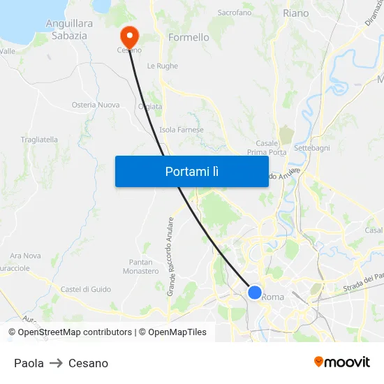 Paola to Cesano map