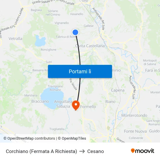 Corchiano (Fermata A Richiesta) to Cesano map