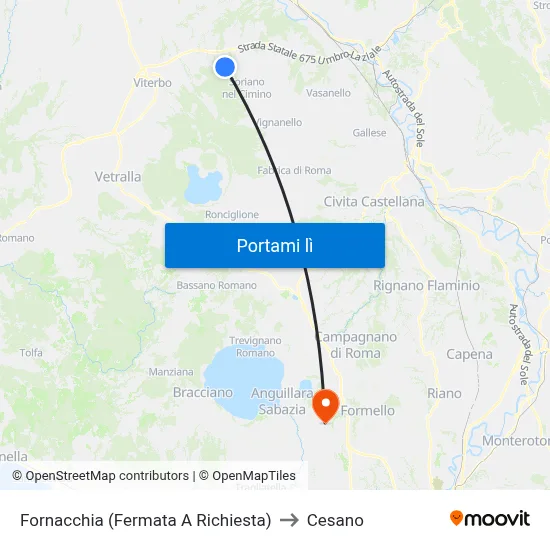 Fornacchia (Fermata A Richiesta) to Cesano map