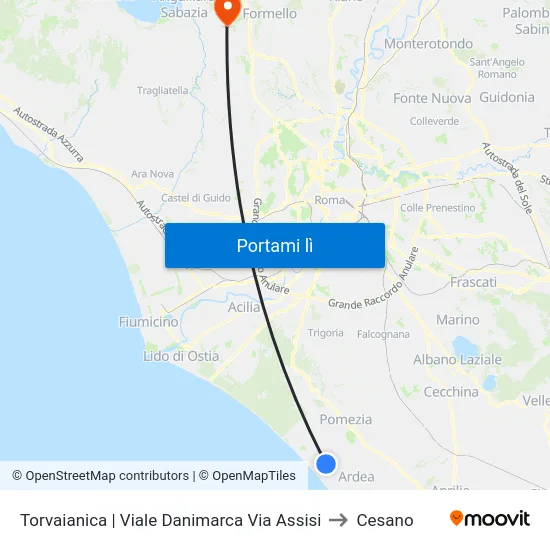 Torvaianica | Viale Danimarca Via Assisi to Cesano map
