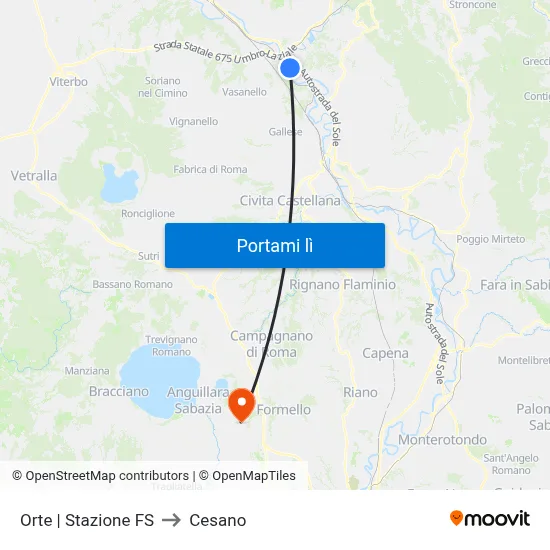 Orte | Stazione FS to Cesano map