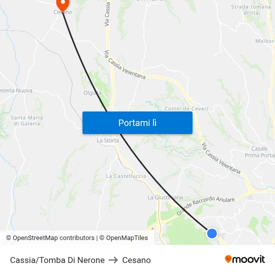 Cassia/Tomba Di Nerone to Cesano map