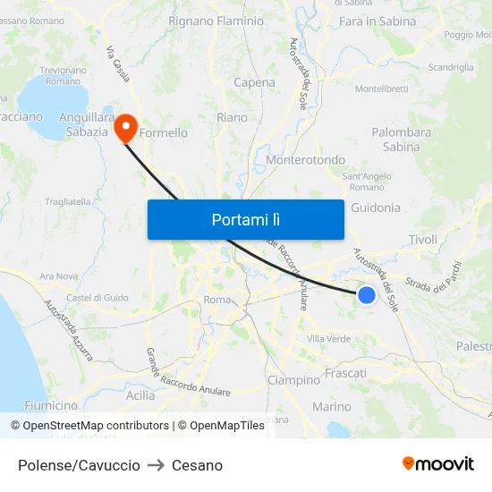Polense/Cavuccio to Cesano map